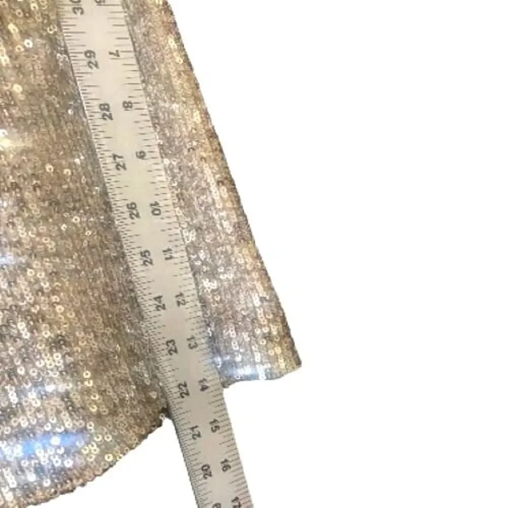Gianni Bini Shorts Womens Size 4 Elastic Waist Gold Metallic Sequins Dance
